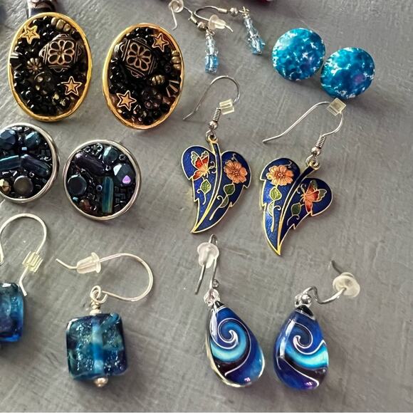 Earrings Lot Beaded Gold & Silver Tone - Picture 2 of 6